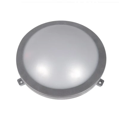 Led απλίκα γκρι στρόγγυλη πλαστική 12W 840Lm 4000k ενδιάμεσο λευκό φως στεγανή ΙΡ54