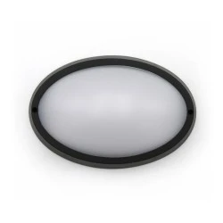 Led απλίκα πολυκαρμπονική pc οβάλ μαύρη 240x163mm 15W 230V ενδιάμεσο λευκό φως 4000k στεγανή IP65