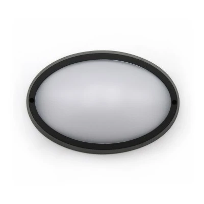 Led απλίκα πολυκαρμπονική pc οβάλ μαύρη 240x163mm 15W 230V ενδιάμεσο λευκό φως 4000k στεγανή IP65