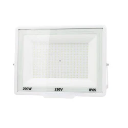 Προβολέας LED-SMD 200W 230V σώμα λευκού αλουμινίου λευκό ψυχρό 6200K 18000lm IP65 ευρείας δέσμης 120° Ra>80 PF>0.90 395x298x34mm