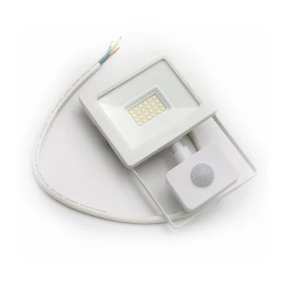 Προβολέας LED SMD mini slim σε λευκό χρώμα 20W 230V με ανιχνευτή κίνησης ενδιάμεσο χρώμα φωτός 4100K IP65 κατάλληλος για εξωτερικό χώρο