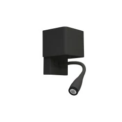 LED απλίκα & σποτ τοίχου τετράγωνη 9W με θερμό φως - μαύρη