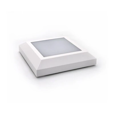 Led πλαφονιέρα τετράγωνη πλαστική λευκή d125mm 4W 3000k θερμό λευκό φως εξωτερικού χώρου IP65