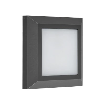 Led πλαφονιέρα τετράγωνη πλαστική γραφίτης d125mm 4W 230V θερμό λευκό φως 3000k στεγανή IP65