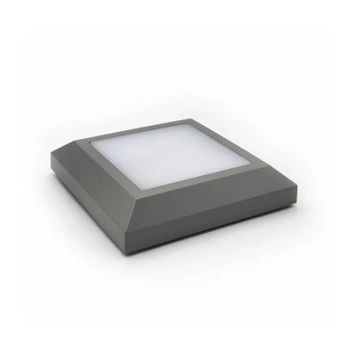 Led πλαφονιέρα πλαστική τετράγωνη γκρι d125mm 4W 3000k θερμό λευκό φως στεγανή IP65