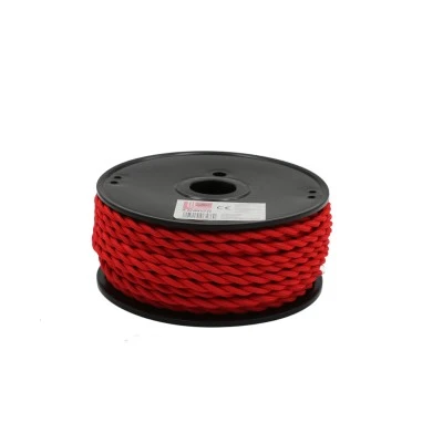 Καλώδιο κορδόνι διακοσμητικό στριφτό 2x0.75mm² 30m κόκκινο χρώμα
