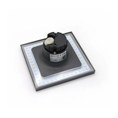 Led απλίκα pc τετράγωνη γραφίτης έμμεσου φωτισμού 8W 3000k θερμό λευκό φως εξωτερικού χώρου IP65