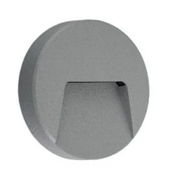Led απλίκα γκρι στρογγυλή με σκίαστρο slim πλαστική 3W 100Lm 3000k θερμό λευκό φως στεγανή ΙΡ65