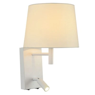 Led απλίκα Luminaire Stof λευκή επίτοιχη με ντουί Ε27 & κινητό led spot 3200k θερμό λευκό φως Led απλίκα Luminaire Stof λευκή επίτοιχη με ντουί Ε27 & κινητό led spot 3200k θερμό λευκό φως