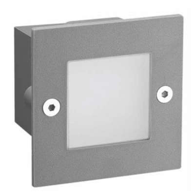 Led απλίκα γκρι τετράγωνη χωνευτή 2W 90Lm 3000k θερμό λευκό φως από πλαστικό στεγανή ΙΡ54