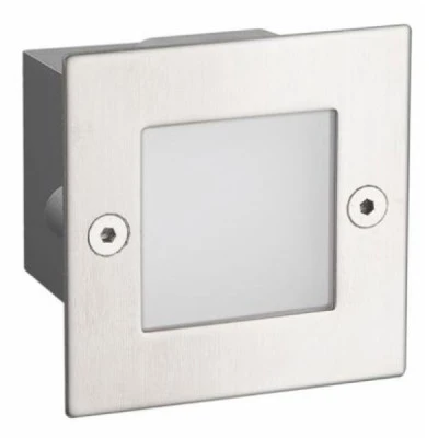 Led απλίκα νίκελ ματ τετράγωνη χωνευτή 2W 100Lm 6000k ψυχρό λευκό φως από πλαστικό στεγανή ΙΡ54