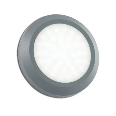 Led απλίκα γκρι στρογγυλή slim πλαστική 2,8W 180Lm 3000k θερμό λευκό φως στεγανή ΙΡ65