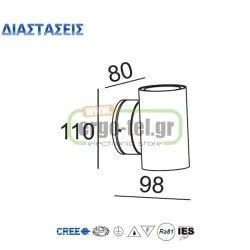 LED ΑΠΛΙΚΑ ΕΠΙΤΟΙΧΗ COMPASS 6x1W 368Lm 3000k ΘΕΡΜΟ ΛΕΥΚΟ ΦΩΣ ΔΕΣΜΗΣ 24° ΣΤΕΓΑΝΗ ΙΡ54