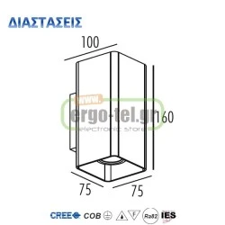ΑΠΛΙΚΑ LED ΕΠΙΤΟΙΧΗ EXTRUS 2x7W 677Lm 3000k ΘΕΡΜΟ ΛΕΥΚΟ ΦΩΣ ΔΕΣΜΗΣ 36,5° ΣΤΕΓΑΝΗ ΙΡ54