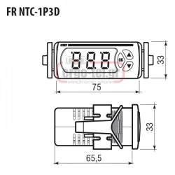 Ψηφιακό όργανο απόψυξης πίνακα VEMER FR-NTC-1P3D για θερμοστοιχείο NTC1000 12-24V 33x75x65,5mm