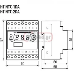 Ψηφιακό όργανο απόψυξης πίνακα VEMER FR-NTC-1P3A για θερμοστοιχείο NTC1000 230V 33x75x81mm