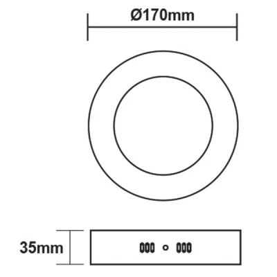 Led panel λευκό στρογγυλό επίτοιχο 12W 3000k θερμό φως δέσμης 120° 230V 900lm 30000h