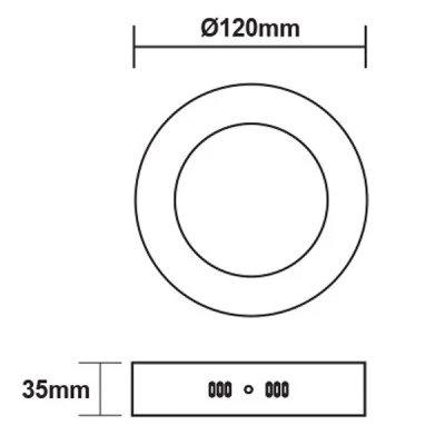Led panel λευκό στρογγυλό επίτοιχο 6W 3000k θερμό φως δέσμης 120° 230V 400lm 30000h