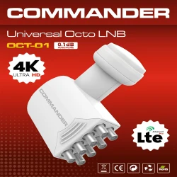 LNB COMMANDER Octo 8 εξόδων χαμηλού θορύβου 0,1dB με υποστήριξη 4K Ultra HD και φίλτρο LTE