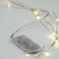 Χριστουγεννιάτικα λαμπάκια 12 led με mini μπαταρία θερμό φως και ασημί καλώδιο χαλκού IP20