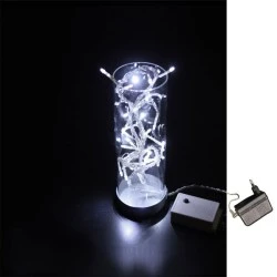 Χριστουγεννιάτικο γυάλινο βάζο με 32led ψυχρά 8x23cm με μετασχηματιστή & παροχή 1,5m