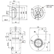 Βεντιλατέρ τύπου σαλίγκαρος BRΟ9Ε-2M-120 53W 180m³/h για ενεργειακά τζάκια Βεντιλατέρ τύπου σαλίγκαρος BRΟ9Ε-2M-120 53W 180m³/h για ενεργειακά τζάκια