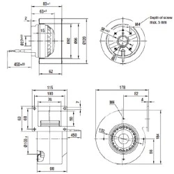 Βεντιλατέρ τύπου σαλίγκαρος BRΟ9Ε-2M-120 53W 180m³/h για ενεργειακά τζάκια