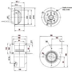 Βεντιλατέρ τύπου σαλίγκαρος BRΟ9Ε-2M/140 160W  350m³/h 390PA για ενεργειακά τζάκια