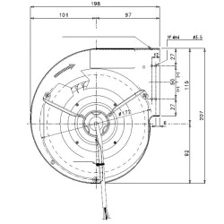 Βεντιλατέρ τύπου σαλίγκαρος XE402712 70W 1395rpm 700m³/h 230V για ενεργειακά τζάκια