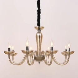 Πολυέλαιος κλασικός και οκτάφωτος LUNARIA για λάμπες Ε14 με μαύρο ύφασμα στην αλυσίδα
