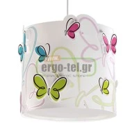 Παιδικό φωτιστικό οροφής Butterfly με διάχυτη φωτός & κιτ ανάρτησης με διακοσμημένη ροζέτα