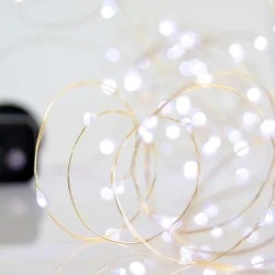 100 mini led χριστουγεννιάτικα ψυχρό φως με 8 προγράμματα μετασχηματιστή & χάλκινο ασημί καλώδιο