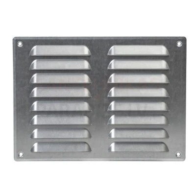 Γρίλια - περσίδα εξαερισμού MR1419P 140x190mm γκρι μεταλλική ορθογώνια με πλέγμα προστασίας