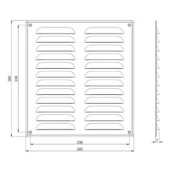 Περσίδα εξαερισμού χάλκινη ορθογώνια 260x280mm Europlast MR2628CU με πλέγμα προστασίας