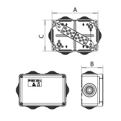Κουτί διακλάδωσης πυροπροστασίας 125x85x59mm 6 πόλων (6P) IP54 με διατομή αγωγού 4mm