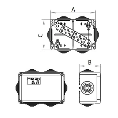 Κουτί διακλάδωσης πυροπροστασίας 125x85x59mm 6 πόλων (6P) IP54 με διατομή αγωγού 4mm