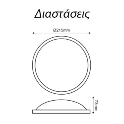 Led SMD απλίκα μαύρη στρόγγυλη slim πλαστική 20W 1800Lm 3000k θερμό λευκό φως στεγανή