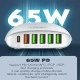 Σταθμός φόρτισης LDNIO A6573C 5x USB και 1x USB-C θύρες εξόδου που υποστηρίζουν φόρτιση με απόδοση έως 65W σε λευκό χρώμα