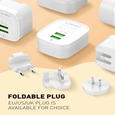 LDNIO φορτιστής τοίχου A201 με καλώδιο USB-C σε USB 2x θύρες εξόδου USB με μέγιστη απόδοση 12W σε λευκό χρώμα