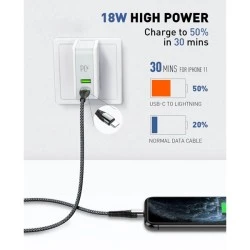 Καλώδιο Lightning σε USB-C LDNIO LC112 30W PD 2m σε γκρι χρώμα & λειτουργία μεταφοράς δεδομένων