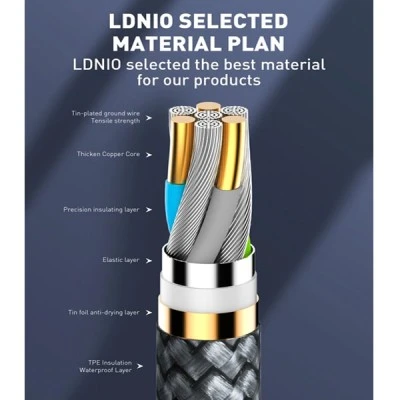 Καλώδιο Lightning σε USB-C LDNIO LC112 30W PD 2m σε γκρι χρώμα & λειτουργία μεταφοράς δεδομένων