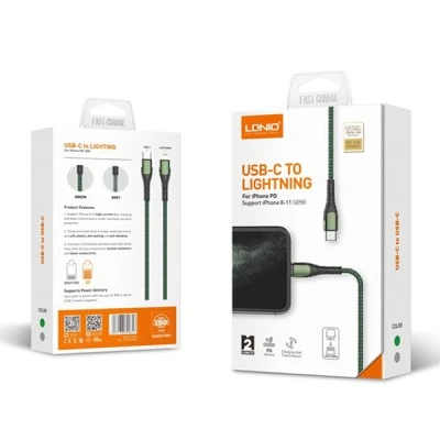Καλώδιο Lightning σε USB-C LDNIO LC112 30W PD 2m σε γκρι χρώμα & λειτουργία μεταφοράς δεδομένων