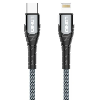 Καλώδιο Lightning σε USB-C LDNIO LC112 30W PD 2m σε γκρι χρώμα & λειτουργία μεταφοράς δεδομένων