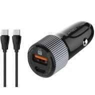 Φορτιστής αυτοκινήτου 38W  C510Q με καλώδιο USB & USB-C LDNIO σε μαύρο χρώμα με προστασία βραχυκυκλώματος
