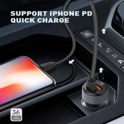 Φορτιστής αυτοκινήτου 38W  C510Q με καλώδιο USB & USB-C LDNIO σε μαύρο χρώμα με προστασία βραχυκυκλώματος