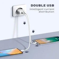 LDNIO φορτιστής τοίχου A2218 με καλώδιο φόρτισης USB-C σε USB & 2x θύρες εξόδου USB με μέγιστη απόδοση 12W