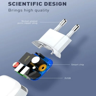 LDNIO φορτιστής τοίχου A2218 με καλώδιο φόρτισης USB-C σε USB & 2x θύρες εξόδου USB με μέγιστη απόδοση 12W