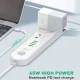 Φορτιστής τοίχου LDNIO A2620C με καλώδιο φόρτισης USB-C σε USB-C & 2x θύρες εξόδου USB & USB-C, μέγιστη απόδοση 65W