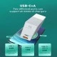 Φορτιστής τοίχου LDNIO A2620C με καλώδιο φόρτισης USB-C σε USB-C & 2x θύρες εξόδου USB & USB-C, μέγιστη απόδοση 65W