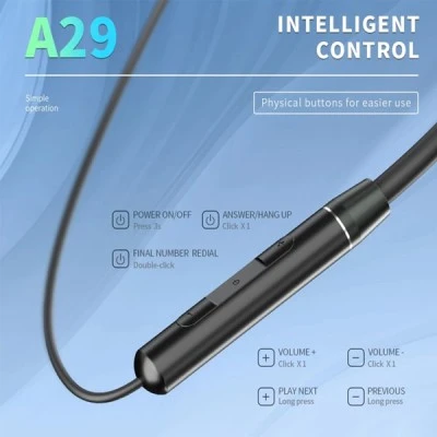 CELEBRAT earphones A29 με μαγνήτη, Bluetooth 5.3, Φ10mm σε μαύρο χρώμα CELEBRAT earphones A29 με μαγνήτη, Bluetooth 5.3, Φ10mm σε μαύρο χρώμα
